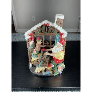 Santa Elves Workshop Scene Holiday Decor Christmas Gift Collection Vintage Rare
